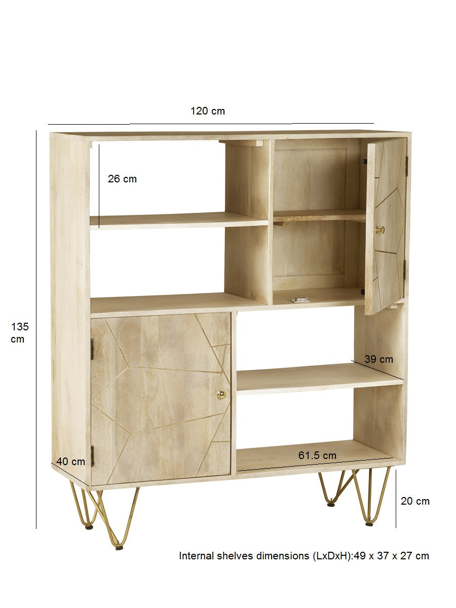 Light Gold Display Cabinet — front product view