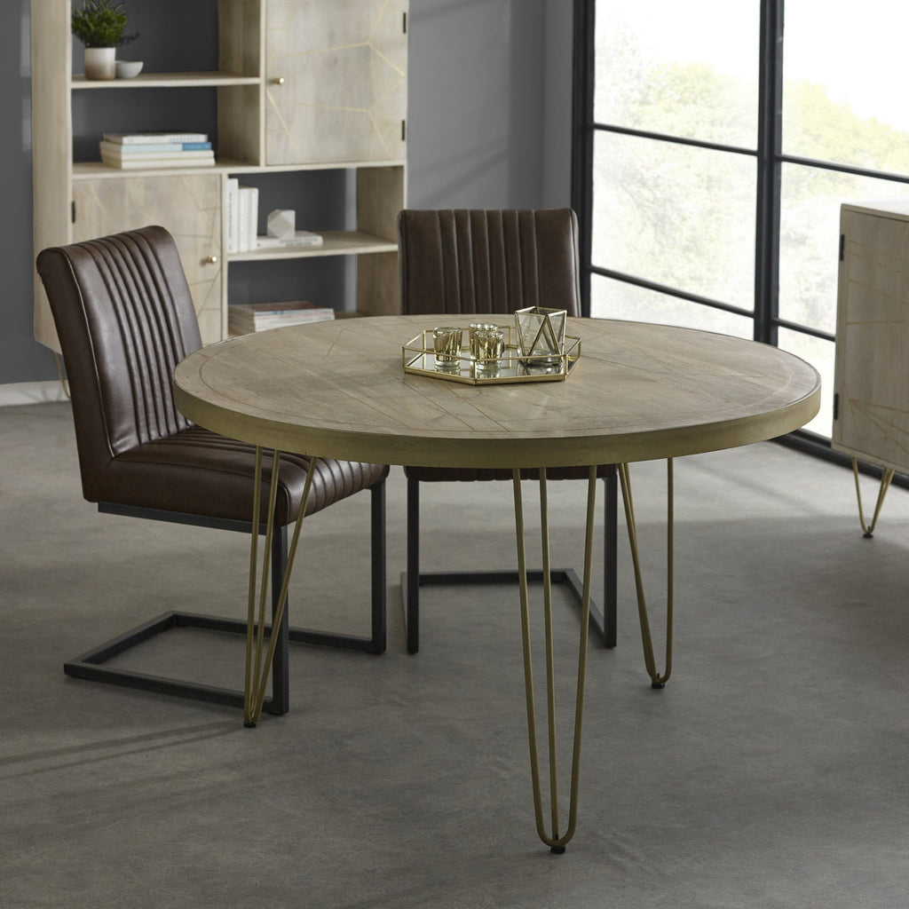 Light Gold Round Dining Table 