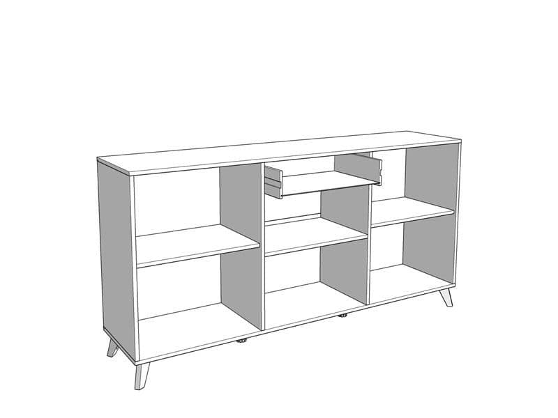 Bretanova Slatted Artisan Oak Effect And White Gloss Sideboard