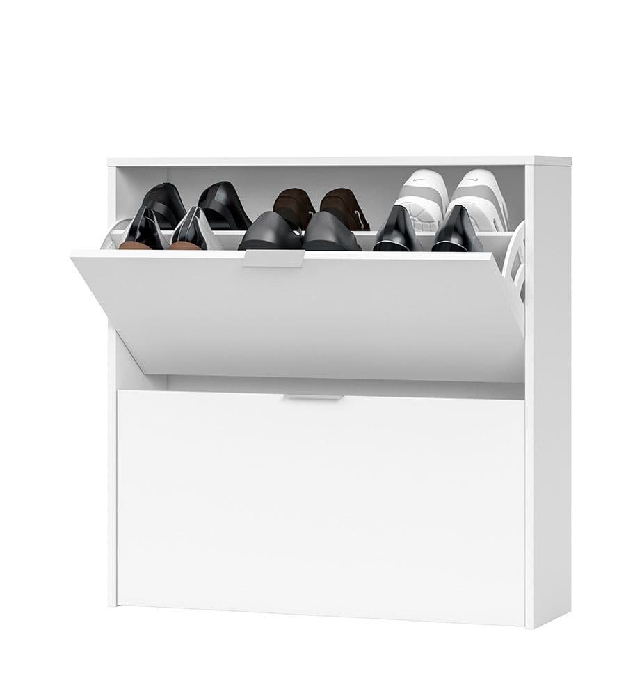 Brilo Matt White 2 Drawer Shoe Cabinet
