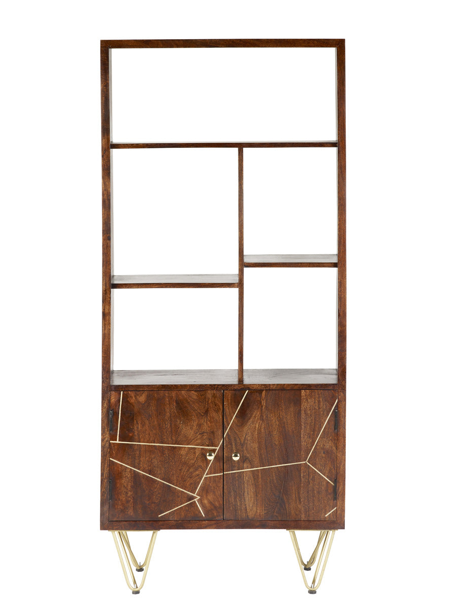Dark Gold Large Bookcase 2 Door — front product view