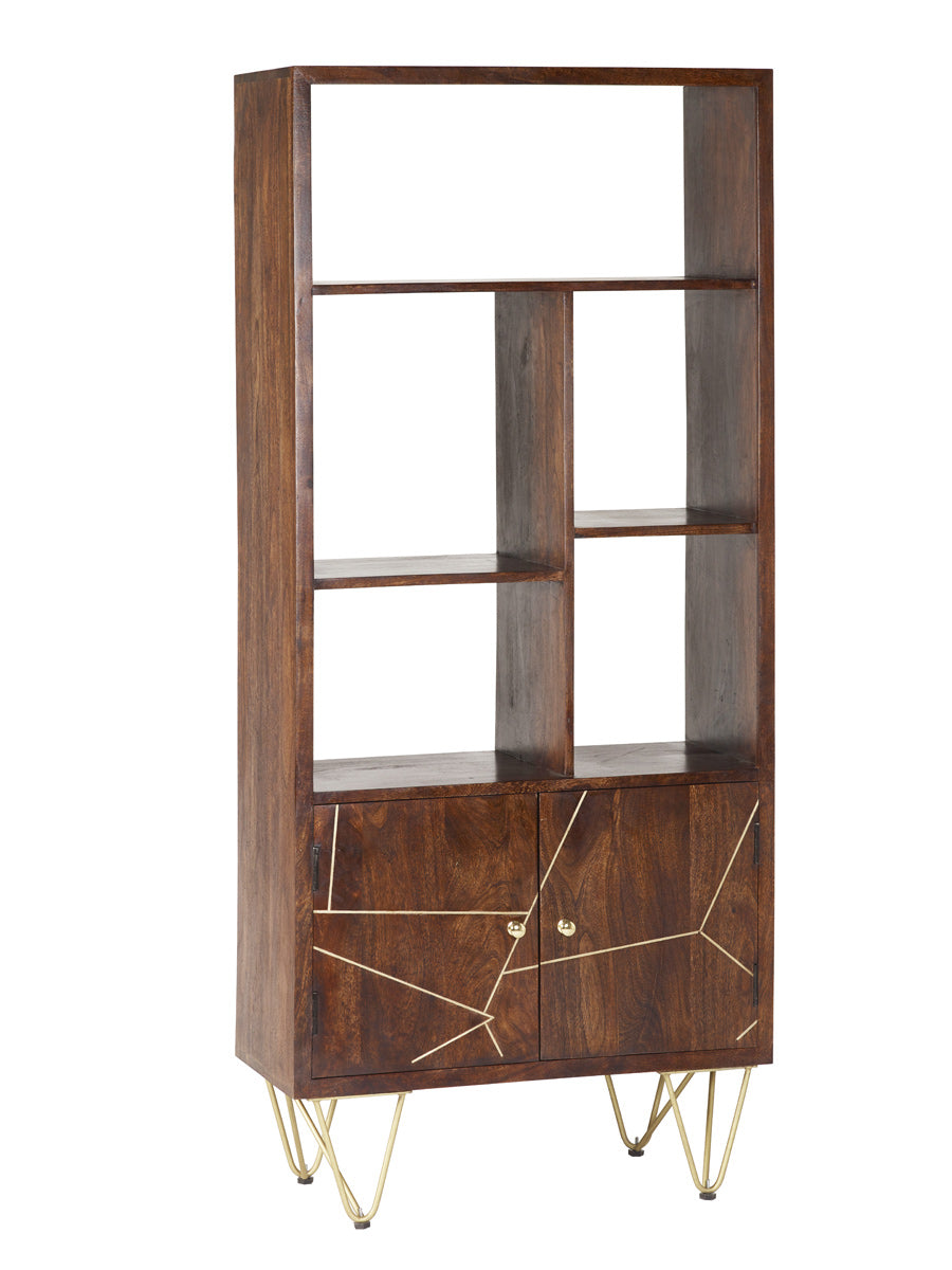 Dark Gold Large Bookcase 2 Door — angled product view