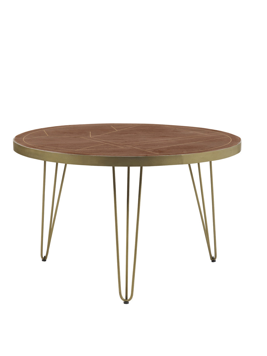 Dark Gold Round Dining Table — side product view