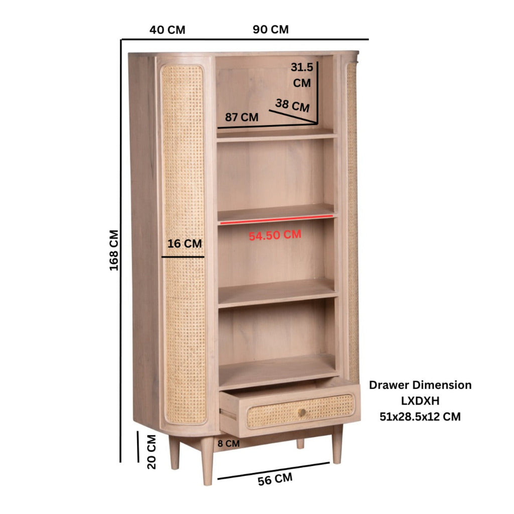 Valencia Cane & Mango Wood Bookcase