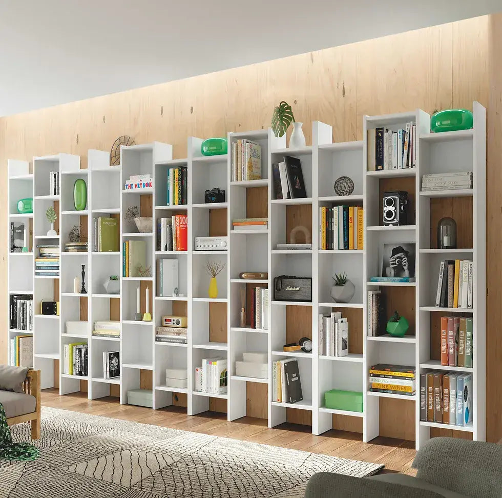 Cadiz White Gloss Triple Bookcase — front product view