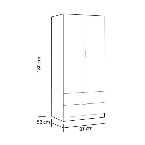Cairo Arctic White Compact 2 Door 2 Drawer Space-Saving Wardrobe