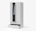 Cairo Arctic White Compact 2 Door 2 Drawer Space-Saving Wardrobe
