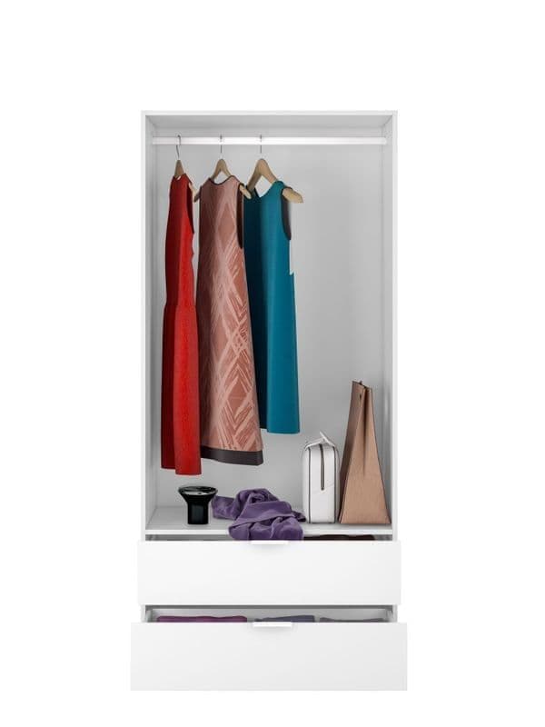 Cairo Arctic White Compact 2 Door 2 Drawer Space-Saving Wardrobe