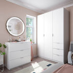 Cairo Arctic White Compact 3 Door 3 Drawer 135cm Wardrobe