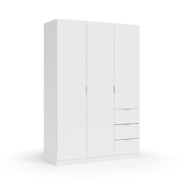 Cairo Arctic White Compact 3 Door 3 Drawer 135cm Wardrobe