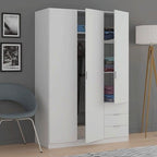 Cairo Arctic White Compact 3 Door 3 Drawer Space-Saving Wardrobe