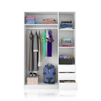 Cairo Arctic White Compact 3 Door 3 Drawer Space-Saving Wardrobe