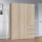 Cairo Oak Effect Compact 3 Door 3 Drawer 135cm Wardrobe