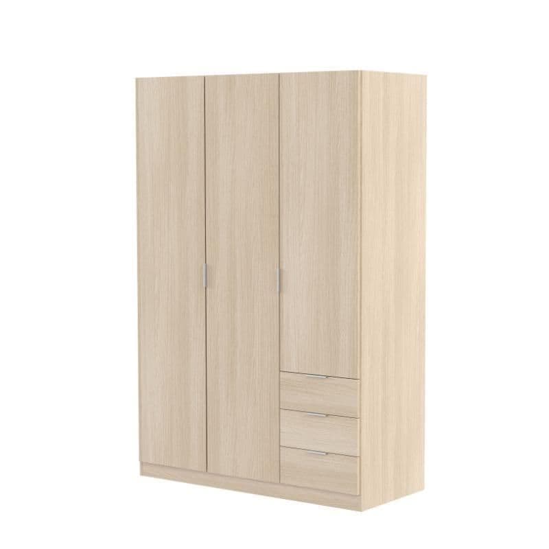 Cairo Oak Effect Compact 3 Door 3 Drawer Space-Saving Wardrobe
