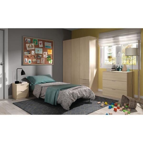 Cairo Oak Effect Compact 3 Door 3 Drawer Space-Saving Wardrobe — front product view