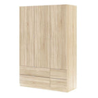 Cairo Oak Effect Compact 3 Door 4 Drawer 135cm Wardrobe