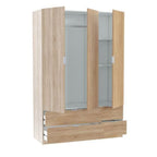 Cairo Oak Effect Compact 3 Door 4 Drawer 135cm Wardrobe