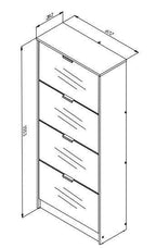 Carrera Mirrored and Oak Effect Tall 4 Drawer Shoe Cabinet