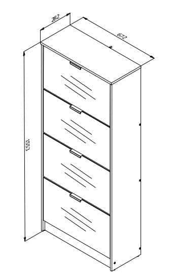 Carrera Mirrored and Oak Effect Tall 4 Drawer Shoe Cabinet