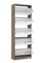 Carrera Mirrored and Oak Effect Tall 5 Drawer Shoe Cabinet