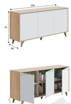 Casablanca White And Oak Effect 3 Door Wide Sideboard