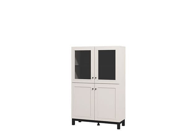Cassio Cashmere Taupe Panelled Low Showcase Display Cabinet — angled product view