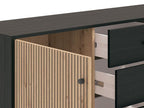 Clifton Slatted Artisan Oak Effect And Black Sideboard
