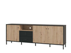 Clifton Slatted Artisan Oak Effect And Black TV Unit
