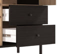 Clifton Slatted Artisan Oak Effect Black Low Display Cabinet