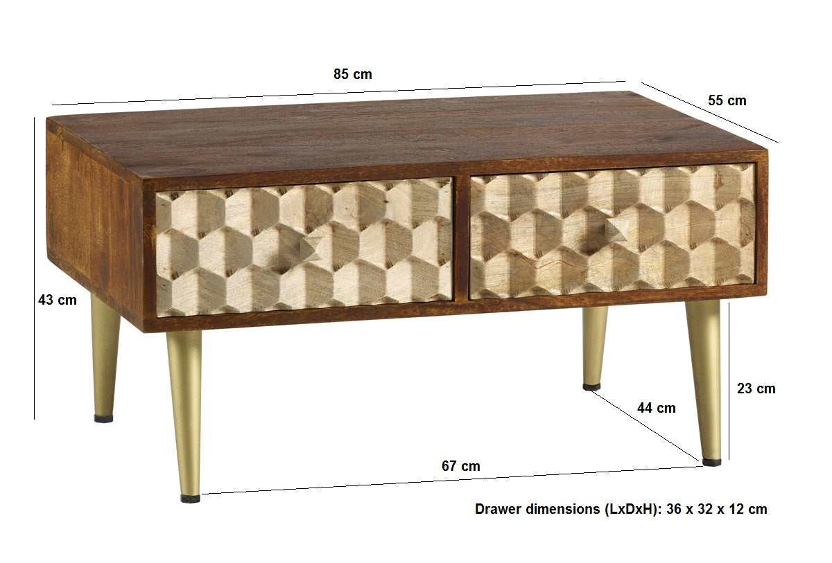 Edison Coffee Table with 2 Drawers — angled product view