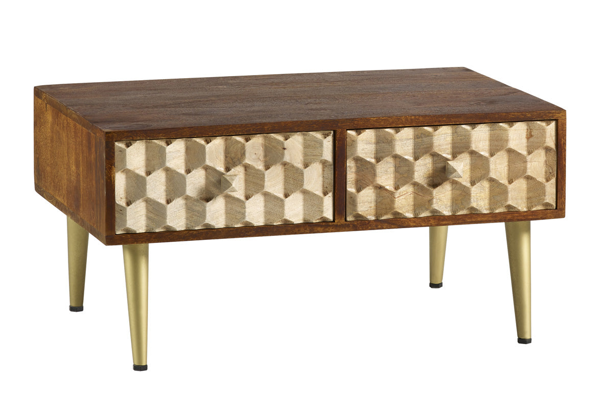 Edison Coffee Table with 2 Drawers — side product view