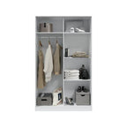 Columbus Arctic White and White Oak Effect Small Narrow Sliding 2 Door Wardrobe 120cm Wide