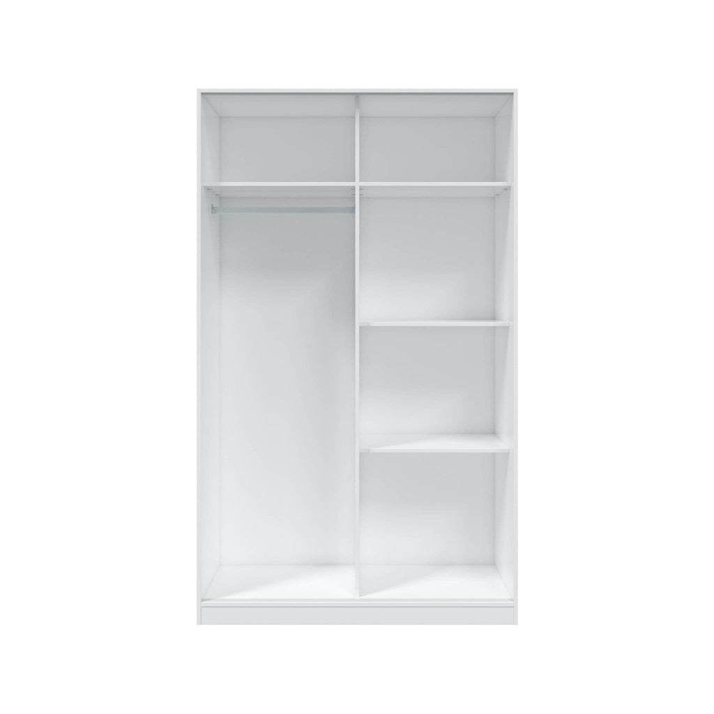Columbus Arctic White and White Oak Effect Small Narrow Sliding 2 Door Wardrobe 120cm Wide