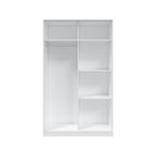 Columbus Arctic White and White Oak Effect Small Narrow Sliding 2 Door Wardrobe 120cm Wide