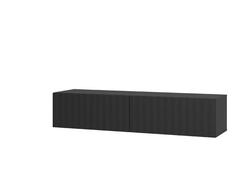 Como Black Slat Effect Wall Mounted Floating Small TV Unit