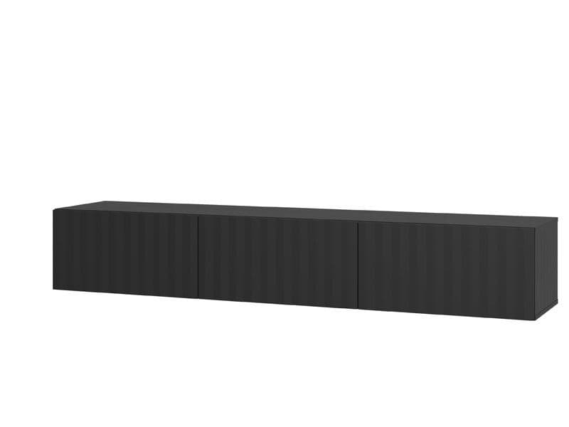 Como Black Slat Effect Wall Mounted Floating Large TV Unit