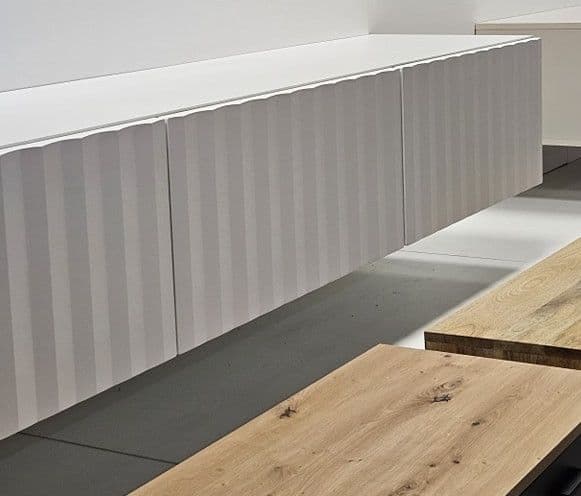 Como White Slat Effect Wall Mounted Floating Large TV Unit