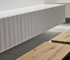 Como White Slat Effect Wall Mounted Floating Large TV Unit