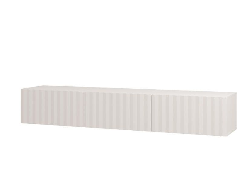 Como White Slat Effect Wall Mounted Floating Large TV Unit