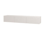 Como White Slat Effect Wall Mounted Floating Large TV Unit