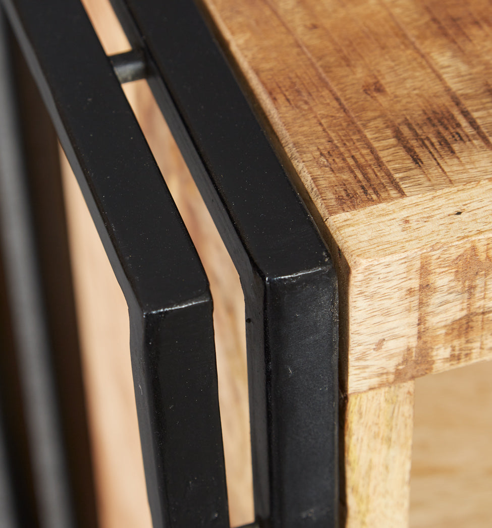 Cosmo Industrial Console Table — angled product view