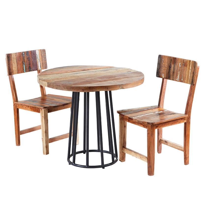 Coastal Round Reclaimed Wood Dining Table — front product view