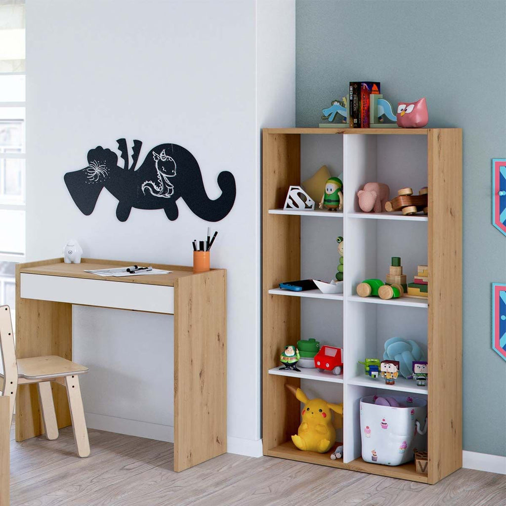 Danso Arctic White and Oak Short Bookshelf Unit