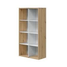 Danso Arctic White and Oak Short Bookshelf Unit
