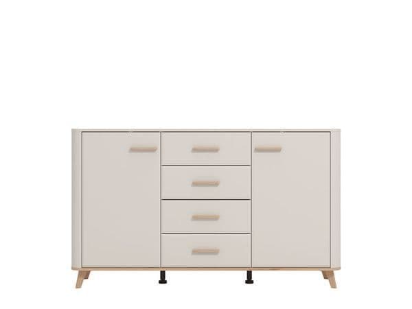 Dariqon Cashmere And Oak Effect 154cm 2 Door 4 Drawer Sideboard