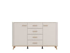 Dariqon Cashmere And Oak Effect 154cm 2 Door 4 Drawer Sideboard