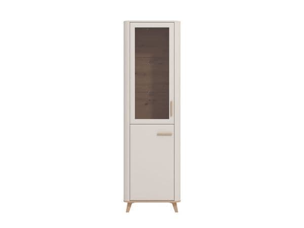 Dariqon Cashmere And Oak Effect Tall Slim 2 Door Display Cabinet