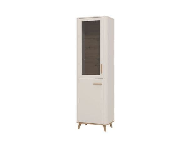 Dariqon Cashmere And Oak Effect Tall Slim 2 Door Display Cabinet — front product view