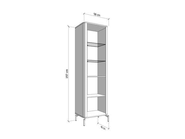 Dariqon Cashmere And Oak Effect Tall Slim 2 Door Display Cabinet — side product view