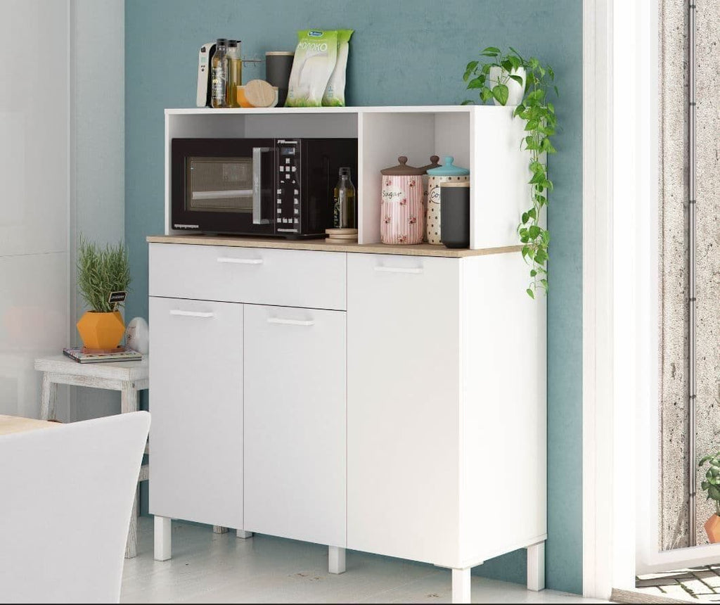 Denby White And Oak 3 Door Utility Kitchen Cupboard